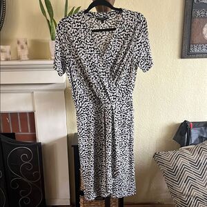Banana Republic Black and White Faux Wrap Dress
